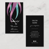紫エレガントモダンと青のシザーズヘアスタイリスト 名刺 (正面/裏面)