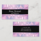 紫エレガントモダングリッター乾燥爪、 ネイル 名刺 (正面/裏面)