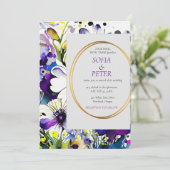 紫エレガントモダンフローラ 招待状 (スタンド正面)