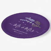 紫エレガントモダンラベンダーのミセス結婚ズ ペーパープレート (アングル)
