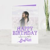 紫エレガントモダン写真水彩色 カード (正面)