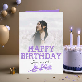 紫エレガントモダン写真水彩色 カード