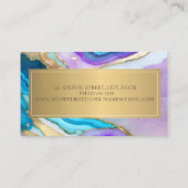 紫エレガントモダン青金ゴールド大理石 名刺 (裏面)