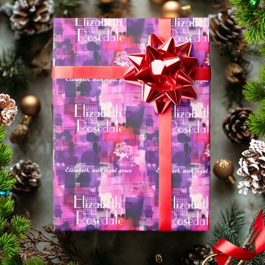 紫エレガントモノクロムでカスタムのギフトラップ ラッピングペーパー