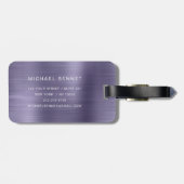 紫エレガントモノグラムのブラシ仕上げ金属 ラゲッジタグ (裏面横)