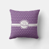 紫エレガントモノグラムの白水玉模様 クッション (裏面)