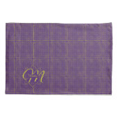 紫エレガントモノグラムの金箔水玉模様 枕カバー (裏面-左)