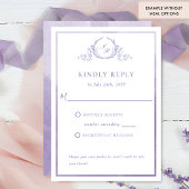 紫エレガントモノグラム水彩RSVP 出欠カード