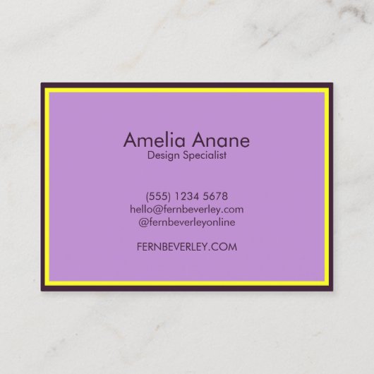 紫エレガントユニークと黄のプロフェッショナル 名刺 (裏面)