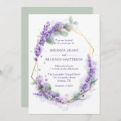 紫エレガントラベンダー水彩フローラ結婚ズ 招待状 (正面/裏面)