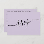 紫エレガントラベンダーQRコードRSVP結婚's 出欠カード (正面/裏面)