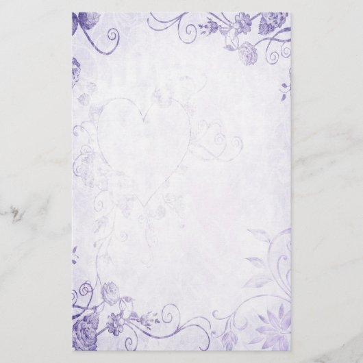 紫エレガントヴィンテージ結婚式 便箋 (正面)