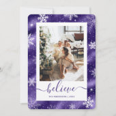 紫エレガント写真スノーフレーク シーズンカード (正面)