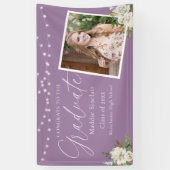 紫エレガント写真フローラ卒業 横断幕 (縦)
