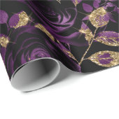 紫エレガント及び金ゴールドバラ花柄 ラッピングペーパー (ロールコーナー)