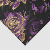 紫エレガント及び金ゴールドバラ花柄 薄葉紙 (詳細)