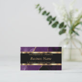 紫エレガント大理石と金ゴールド 名刺 (スタンド正面)