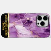 紫エレガント大理石の金ゴールド Case-Mate iPhoneケース (裏面 (横))