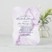 紫エレガント大理石ブライダルシャワー招待 招待状 (スタンド正面)