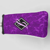 紫エレガント大理石ブラックダイヤモンドモノグラム ゴルフヘッドカバー (正面)