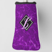 紫エレガント大理石ブラックダイヤモンドモノグラム ゴルフヘッドカバー (回転90)