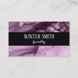 紫エレガント大理石水彩色 名刺
