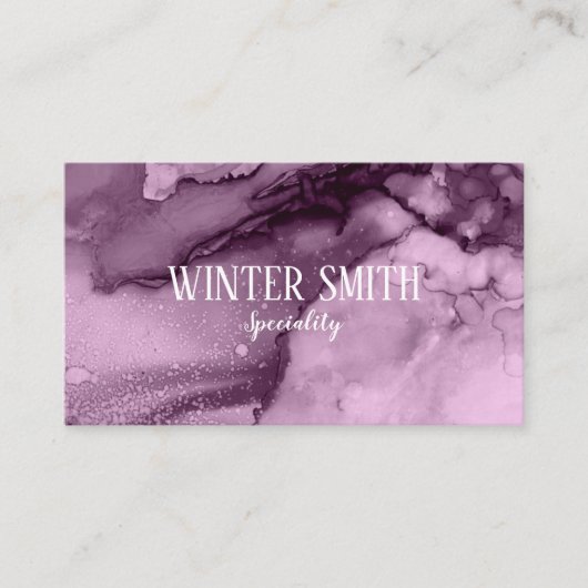 紫エレガント大理石水彩色 名刺 (正面)
