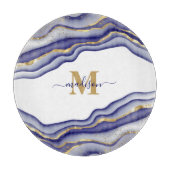 紫エレガント大理石瑪瑙モノグラムの カッティングボード (正面)