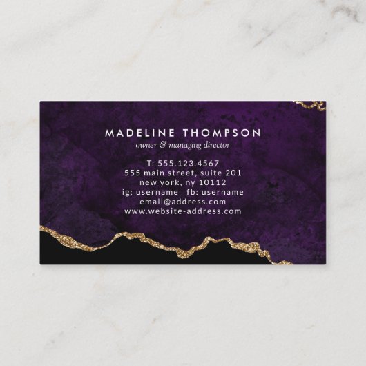 紫エレガント大理石瑪瑙 ロイヤリティカード (裏面)