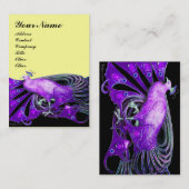紫エレガント孔雀ファッションジュエル、イエローブラック 名刺 (正面/裏面)