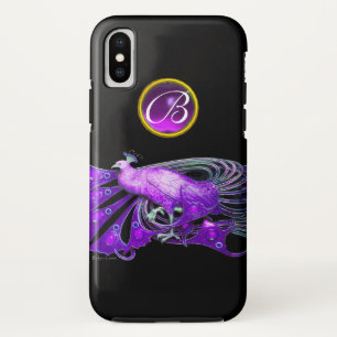 紫エレガント孔雀、アメジストモノグラム iPhone XSケース