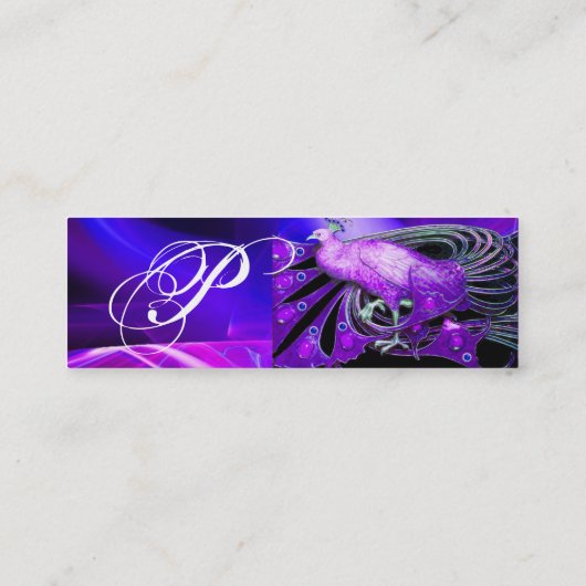 紫エレガント孔雀、黒青モノグラム スキニー名刺 (裏面)