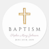 紫エレガント宗教十字洗礼 ラウンドシール (正面)