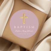 紫エレガント宗教十字洗礼 ラウンドシール