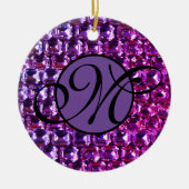 紫エレガント宝石ダイヤモンド セラミックオーナメント (正面)