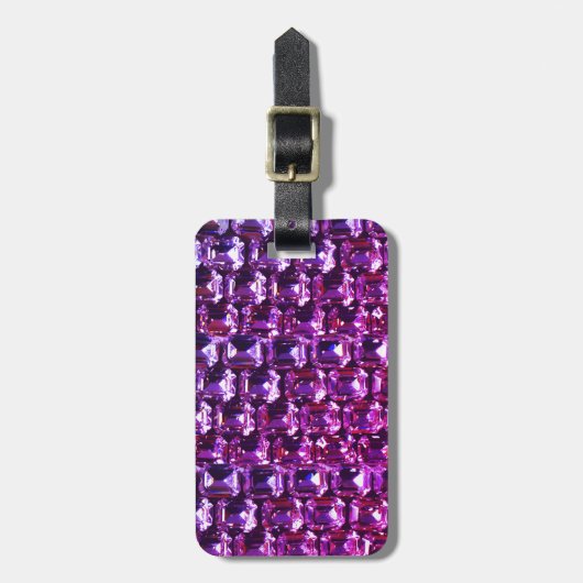 紫エレガント宝石ダイヤモンド ラゲッジタグ (正面縦)