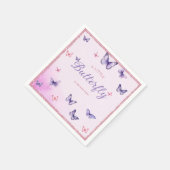 紫エレガント小さな蝶の女の子の赤ちゃんシャワー スタンダードカクテルナプキン (角)