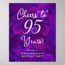 紫エレガント応援95年95誕生日 ポスター
