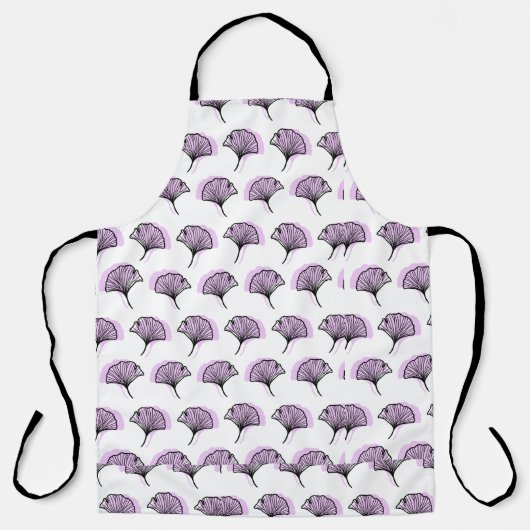 紫エレガント手引き銀杏の葉柄 エプロン (正面)