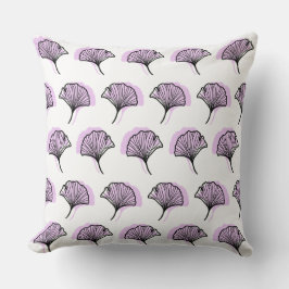 紫エレガント手引き銀杏の葉柄 クッション
