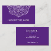 紫エレガント手描きマンダラヨガインストラクター 名刺 (正面/裏面)