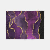 紫エレガント抽象芸術の水色 フリースブランケット (正面(横))