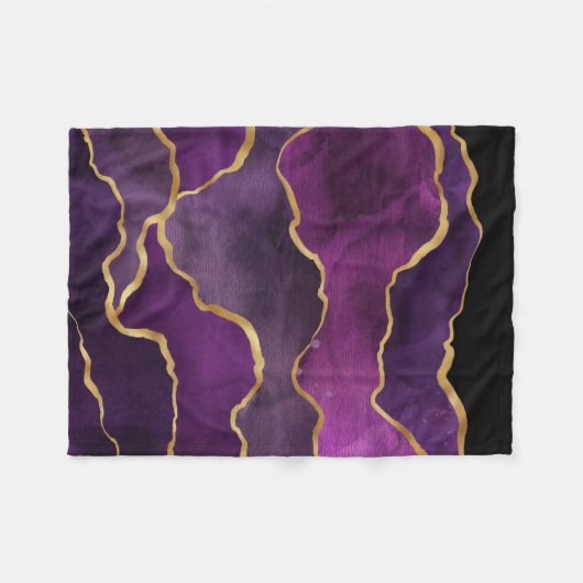 紫エレガント抽象芸術の水色 フリースブランケット (正面(横))