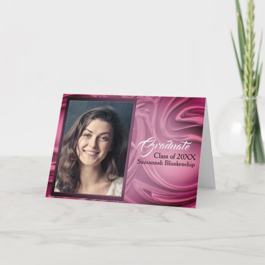 紫エレガント抽象芸術卒業写真パーティー 招待状 (正面)
