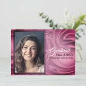 紫エレガント抽象芸術卒業写真パーティー 招待状 (スタンド正面)