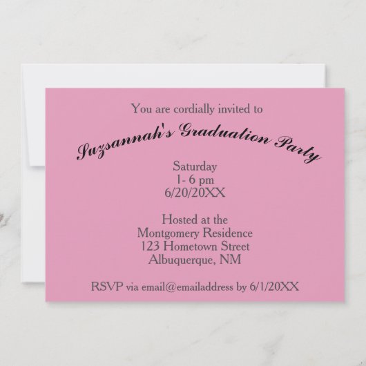 紫エレガント抽象芸術卒業写真パーティー 招待状 (裏面)