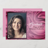 紫エレガント抽象芸術卒業写真パーティー 招待状 (正面/裏面)