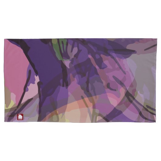 紫エレガント抽象芸術花 枕カバー (正面左)