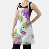 紫エレガント桃色の水彩花模様 エプロン (インサイチュ)