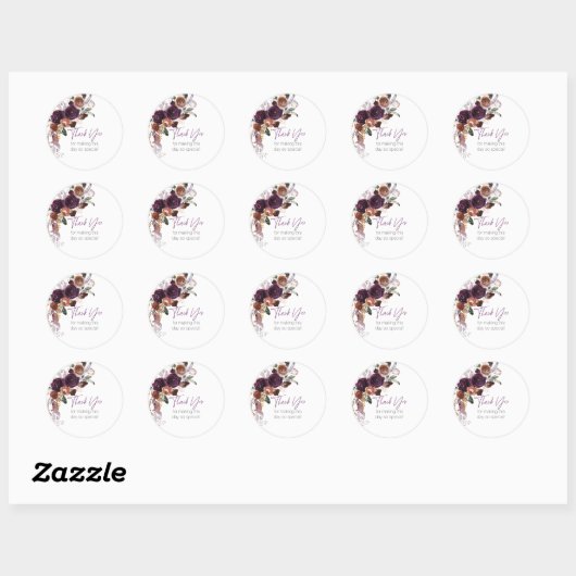 紫エレガント梅フローラありパーソナライズされたがとう ラウンドシール (シート)